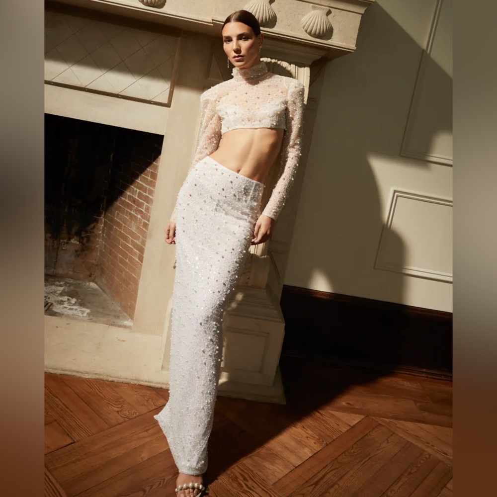 Lola by Rita Vinieris  White two piece beaded bridal set